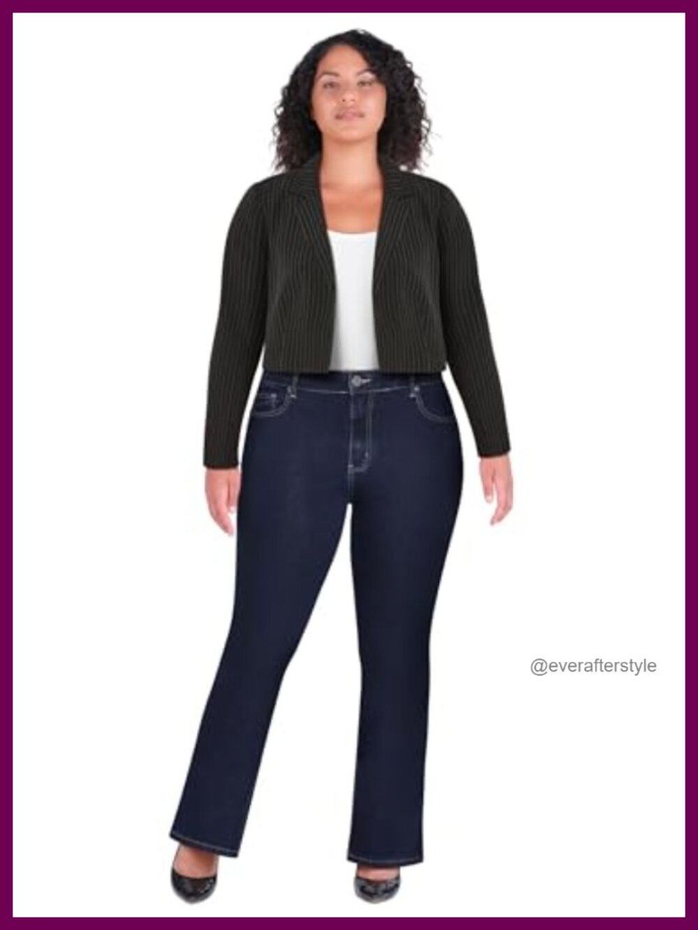 Plus Size Striped Blazer Cropped Business Casual Jacket